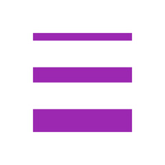 Three horizontal purple bars stacked vertically with varying widths on a white background plane view