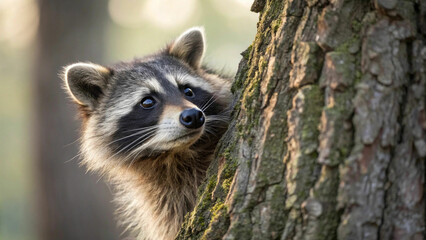 high quality professional photograph raccoon looking