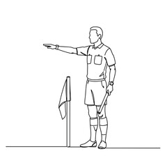 Fototapeta premium Linesman at corner flag signaling in a minimalist line art illustration