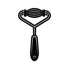 Isolated black and white vector illustration of a facial massage roller on a clean white background
