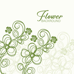 Abstract green floral design with butterfly and ornate leaf pattern