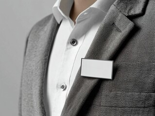 Blank Name Tag on Suit