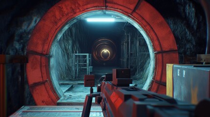 Tunnel, weapon, dark, futuristic