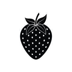 Simple black and white illustration of a delicious strawberry perfect for design elements