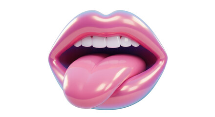 Isolated Pink Lips with Tongue Out