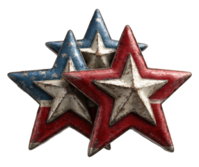Patriotic decorative stars for festive celebrations on a transparent background, cut out