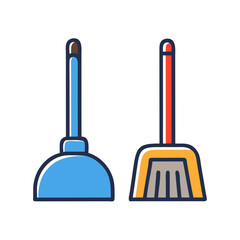 Naklejka premium Dustpan and Broom Cleaning Set Icon Representing Household Cleaning Tools
