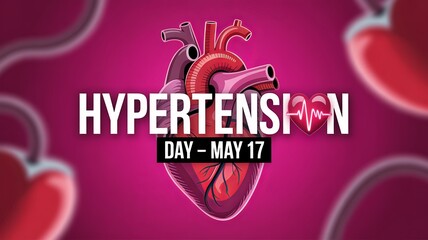 World Hypertension Day, Medical awareness banner showing heart anatomy and hypertension date clearly.