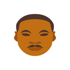 Illustration of a man with brown skin, dark brown hair and mustache on a white background portrait view