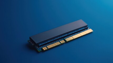 Modern RAM module on a vibrant blue surface