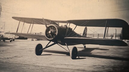 Vintage biplane on tarmac