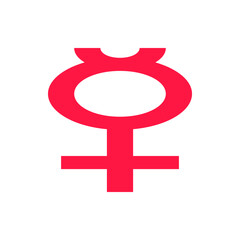 Fototapeta premium Illustration of a pink mercury symbol with a circle, cross and arc on a white isolated background
