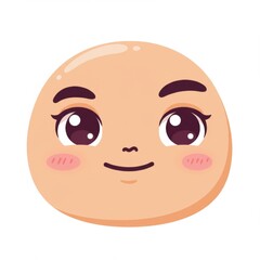 Fototapeta premium Cute Cartoon Face with Round Shape and Happy Expression