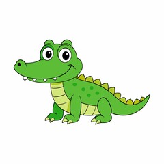 Naklejka premium Cute cartoon crocodile illustration for childrens books and educational resources
