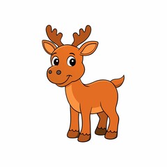 Obraz premium Cute cartoon reindeer vector illustration for christmas holiday and children projects