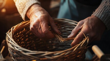 A close-up of a sewing machine eedle stitching through fabric, hands working with precision, soft lighting casting gentle shadows,