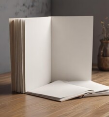 Blank vertical photo album mockup, open to reveal empty pages , minimal, photo album, white