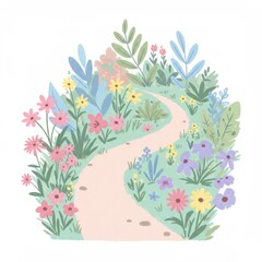 Pastel Floral Path Illustration