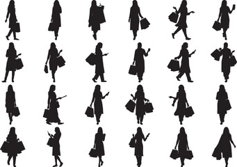 Woman Shopping Silhouette Variations