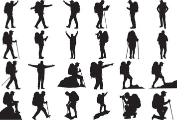 Black Backpacker Silhouette Variations