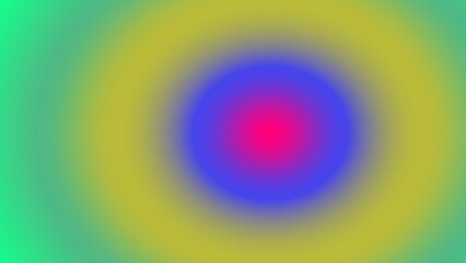Concentric circles of vibrant, blurry hues, transitioning from a green-yellow outer ring to a central pink-red core