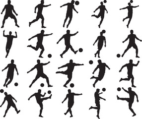 Black Soccer Player Silhouette Actions