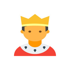 Illustration of a king with a golden crown, red robe, and white collar with dark teardrop designs