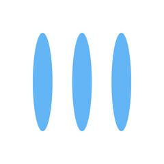Three light blue circles aligned horizontally on a white background with equal spacing between each circle
