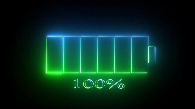 Battery icon fully charged saber animation on black background.
