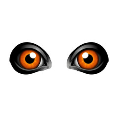 Fototapeta premium Glowing Orange Eyes Peer from Shadowy Depths, a Mysterious Gaze isolated on transparent background Generative AI.