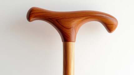 Elegant wooden walking cane with ergonomic curved handle  