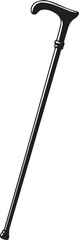 Walking Stick Silhouette Black Vector | Elderly Support Stick Clipart Vector