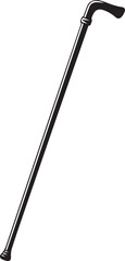 Walking Stick Silhouette Black Vector | Elderly Support Stick Clipart Vector