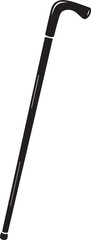 Walking Stick Silhouette Black Vector | Elderly Support Stick Clipart Vector