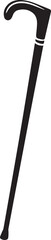 Walking Stick Silhouette Black Vector | Elderly Support Stick Clipart Vector