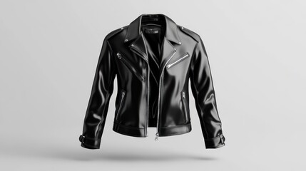 Black leather jacket, sleek and modern