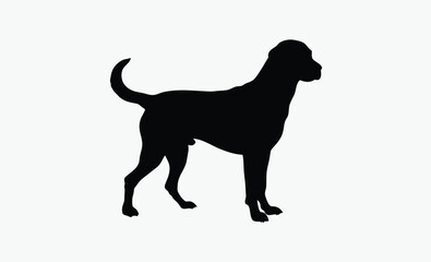 dog silhouette vector, pet dog icon, canine shape outline, black white dog
