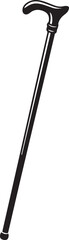 Walking Stick Silhouette Black Vector | Elderly Support Stick Clipart Vector