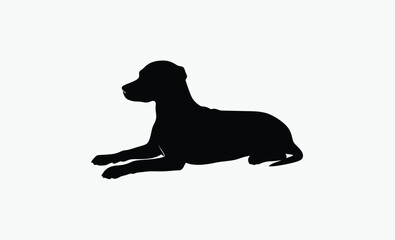dog silhouette vector, pet dog icon, canine shape outline, black white dog