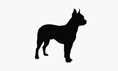 dog silhouette vector, pet dog icon, canine shape outline, black white dog