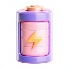 A colorful battery design with a lightning bolt symbol showcasing modern styling and playful textures.
