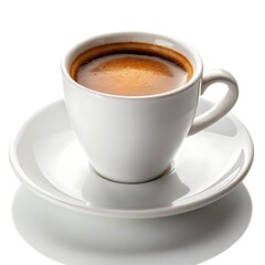 Obraz premium Aromatic Espresso in a White Porcelain Cup and Saucer