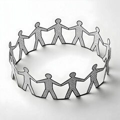 paper people chain of holding hands