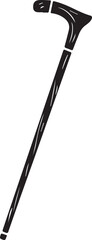 Walking Stick Silhouette Black Vector | Elderly Support Stick Clipart Vector