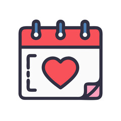 Heart Marked Calendar Icon Representing Wedding &ndash; Vector Love and Event Planning Symbol