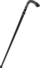 Walking Stick Silhouette Black Vector | Elderly Support Stick Clipart Vector