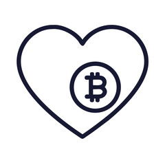 Obraz premium Heart with Bitcoin Symbol Representing Crypto Donation – Vector Cryptocurrency and Charity Icon
