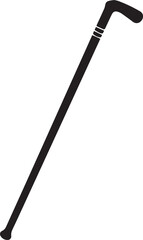 Walking Stick Silhouette Black Vector | Elderly Support Stick Clipart Vector