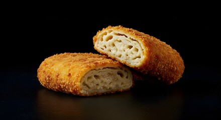 Crispy Fried Pastry Rolls A Delicious and Golden-Brown Treat, Perfect for Snacking or as a Side Dish. Flaky Layers of Pastry Encased in a Crunchy Breadcrumb Coating