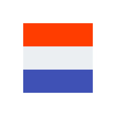 Illustration of a horizontal tricolor flag featuring orange, white, and blue bands in a simple design